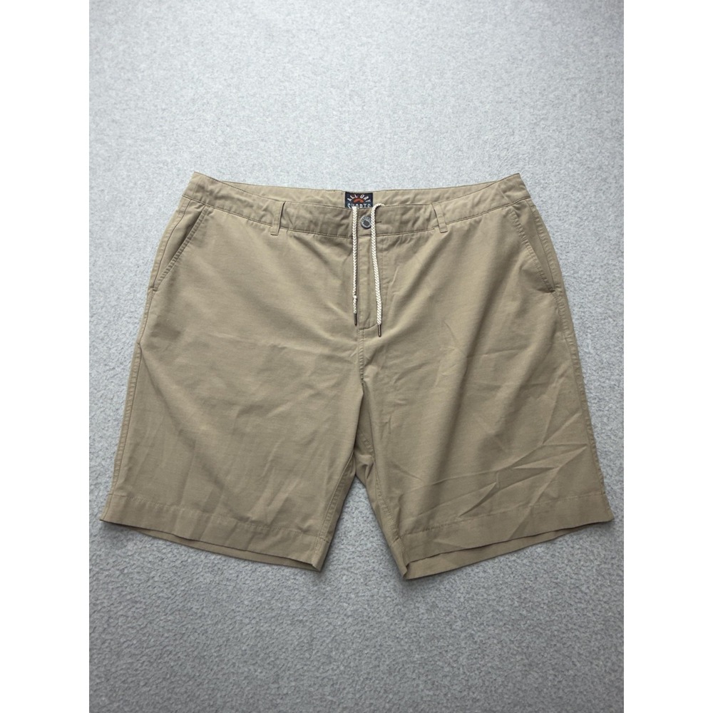 Faherty All Day Shorts Mens 40 Beige Chino 9 Inseam Drawstring Stretch Casual